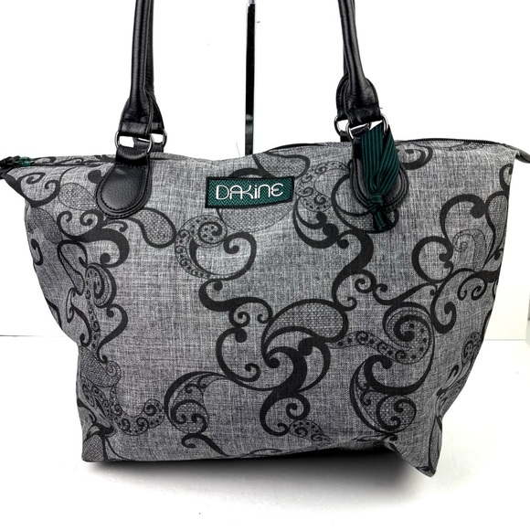 Dakine Handbags - Dakine Tote Bag Gray Green Canvas Paisley Floral Packable Shoulder Bag